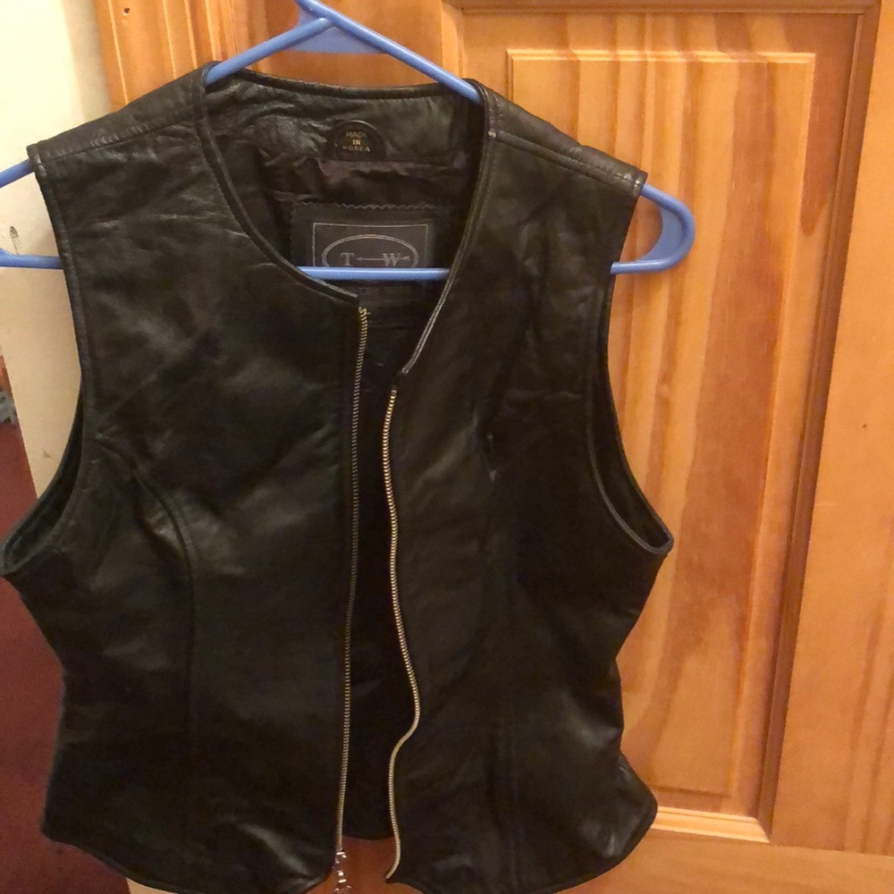 Black leather vest